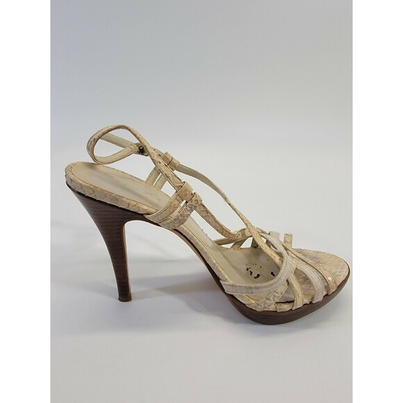 HHP Women's Size 9 Aldo Canvas & Croc Emb Leather Strappy High Heels Pumps Shoes - Picture 6 of 8